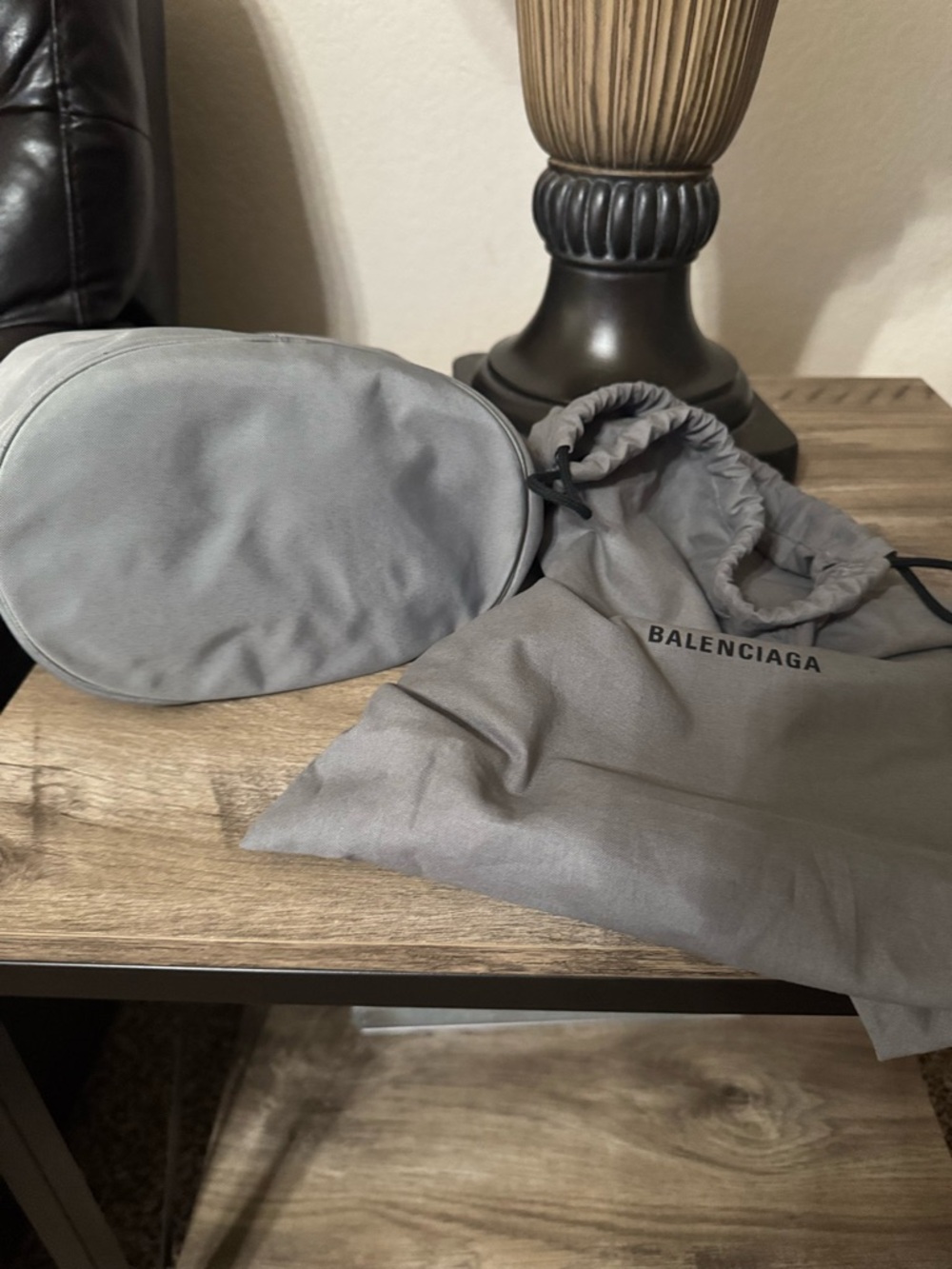 BALENCIAGA WOMEN'S WHEEL SMALL DRAWSTRING BUCKET BAG IN GREY - Picture 8 of 11